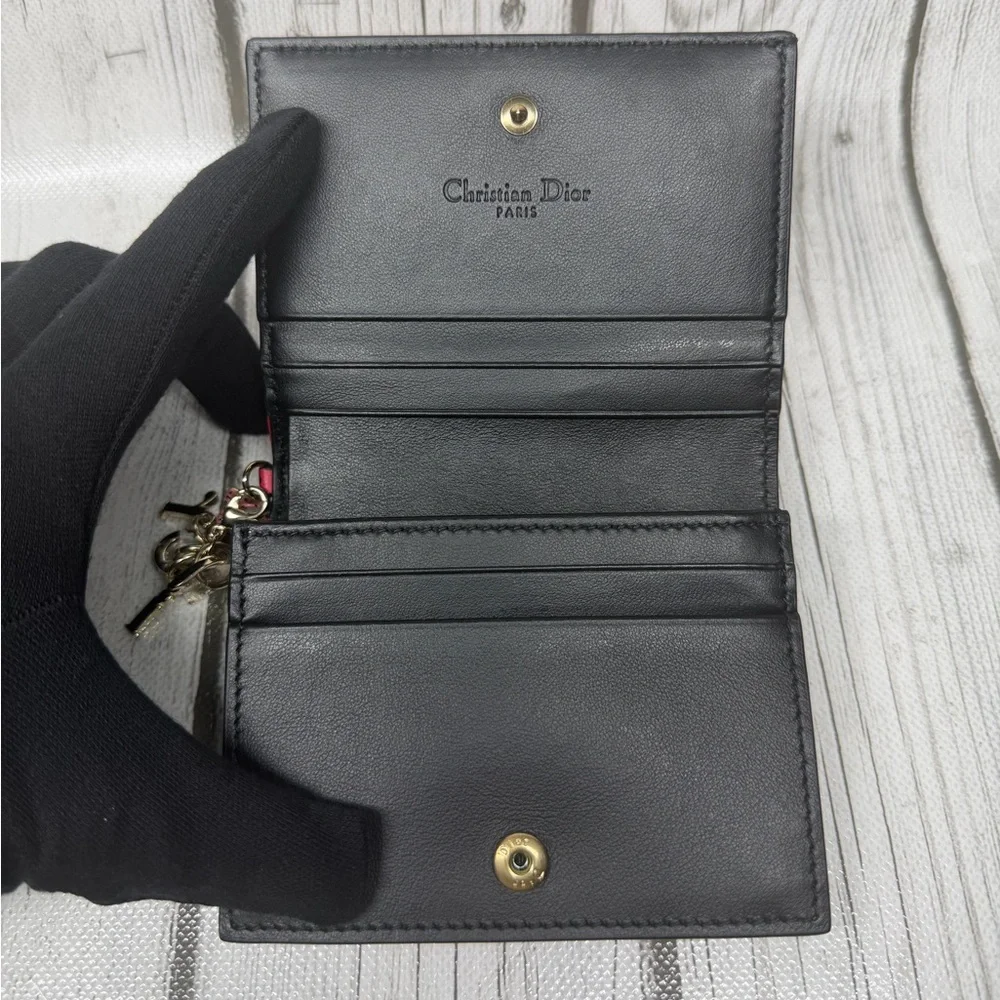 PRELOVED Christian Dior Lady Dior Cow Leather Card Holder Wallet